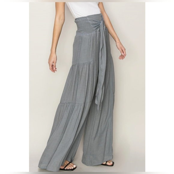 #630 SALE 🛑S,M,L NEW! Fabulous Boho Tie-Front Ruched Tiered Pants - Picture 2 of 12